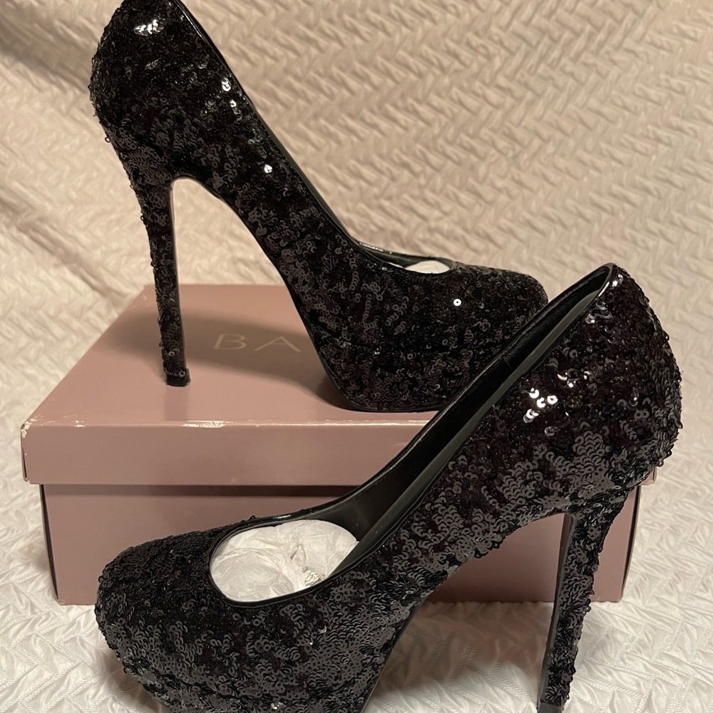 Elegant Black Sequin Stilettos